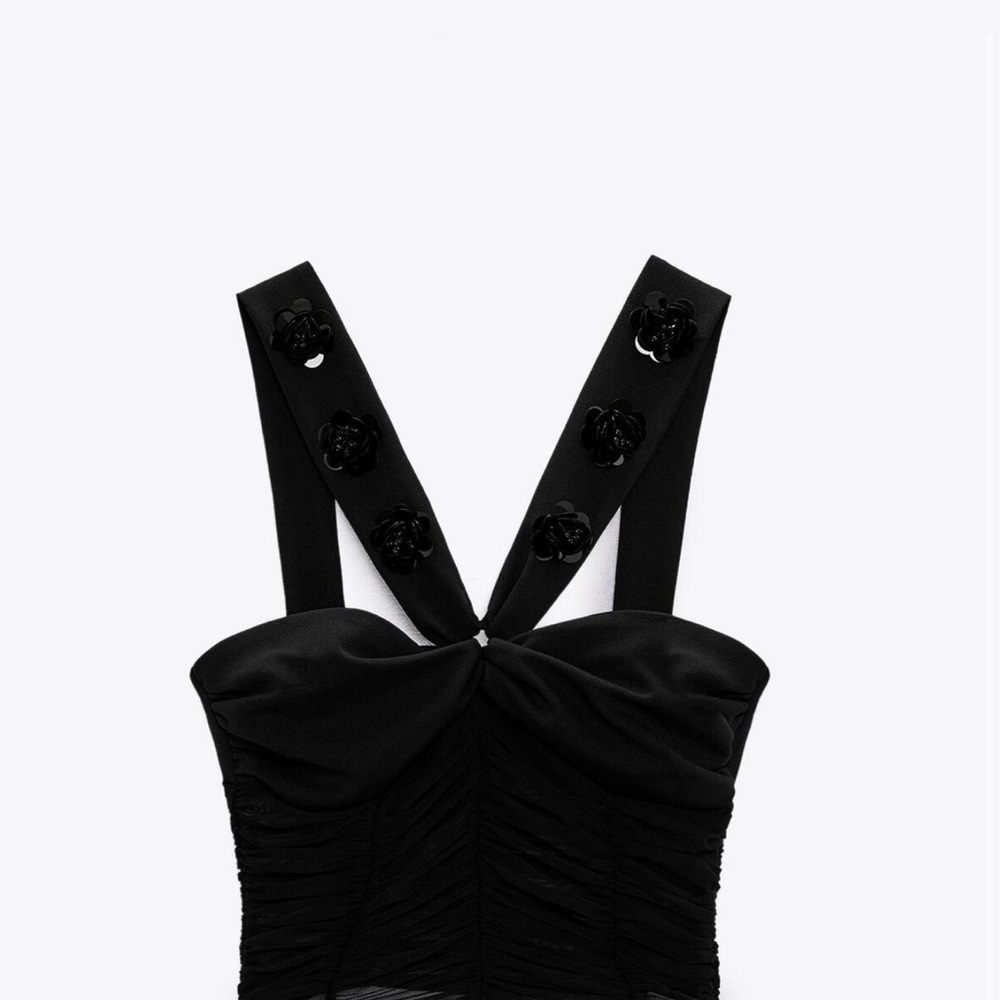Zara Black Ruched Bustier Bodysuit